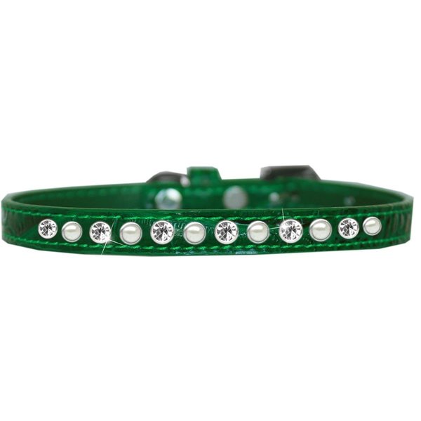 Mirage Pet Products Pearl and Clear Jewel Croc Dog CollarEmerald Green Size 16 720-08 EGC16